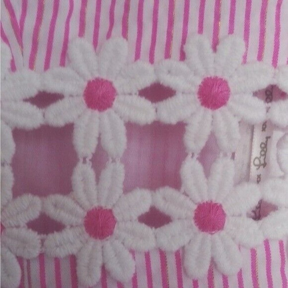 Lilly Pulitzer Pink Seersucker Stripe Sheena Daisy Dress Preppy Size 10 Lined - Picture 3 of 15